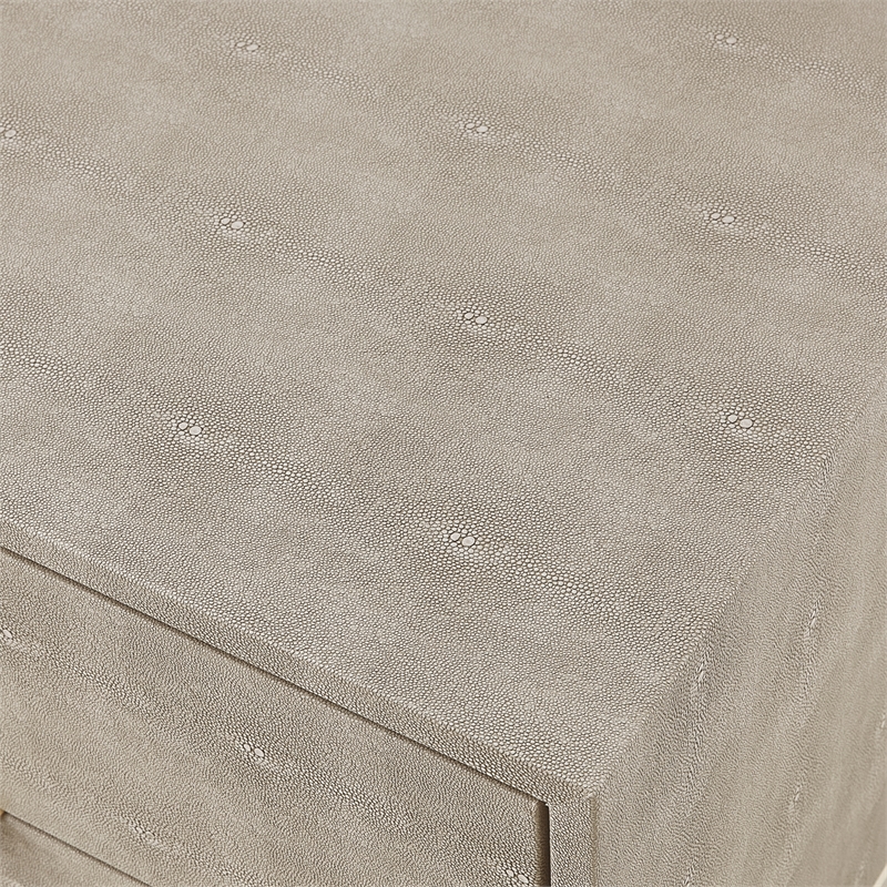 Posh Living Omer Faux Shagreen Side Table Cream White/Gold