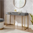 Posh Living Omer Faux Shagreen Console Table Gray/Gold
