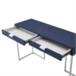 Posh Living Omer Faux Shagreen Console Table Navy/Chrome