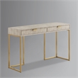 Posh Living Omer Faux Shagreen Console Table Cream White/Gold