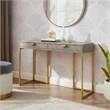 Posh Living Omer Faux Shagreen Console Table Cream White/Gold