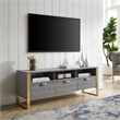 Posh Living Omer Faux Shagreen TV Stand/Cabinet Gray/Gold