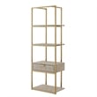Posh Living Omer Faux Shagreen Bookshelf Cream White/Gold