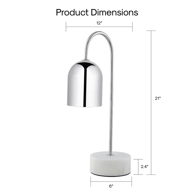Posh Living Rya Table Lamp 5ft Power Cord Marble Stone Base Chrome