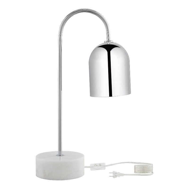 Posh Living Rya Table Lamp 5ft Power Cord Marble Stone Base Chrome
