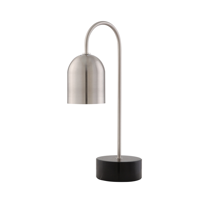 Posh Living Rya Table Lamp 5ft Power Cord Marble Stone Base Stainless Steel