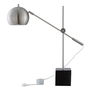 Posh Living Ameya Table Lamp 5ft Power Cord Marble Stone Base Stainless Steel