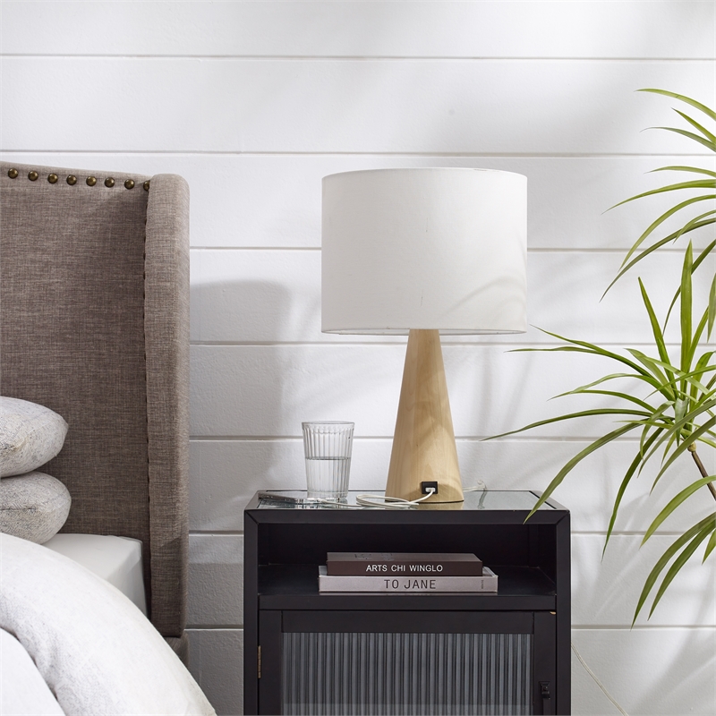 Posh Living Brynlie Table Lamp 5ft Power Cord USB Charger White