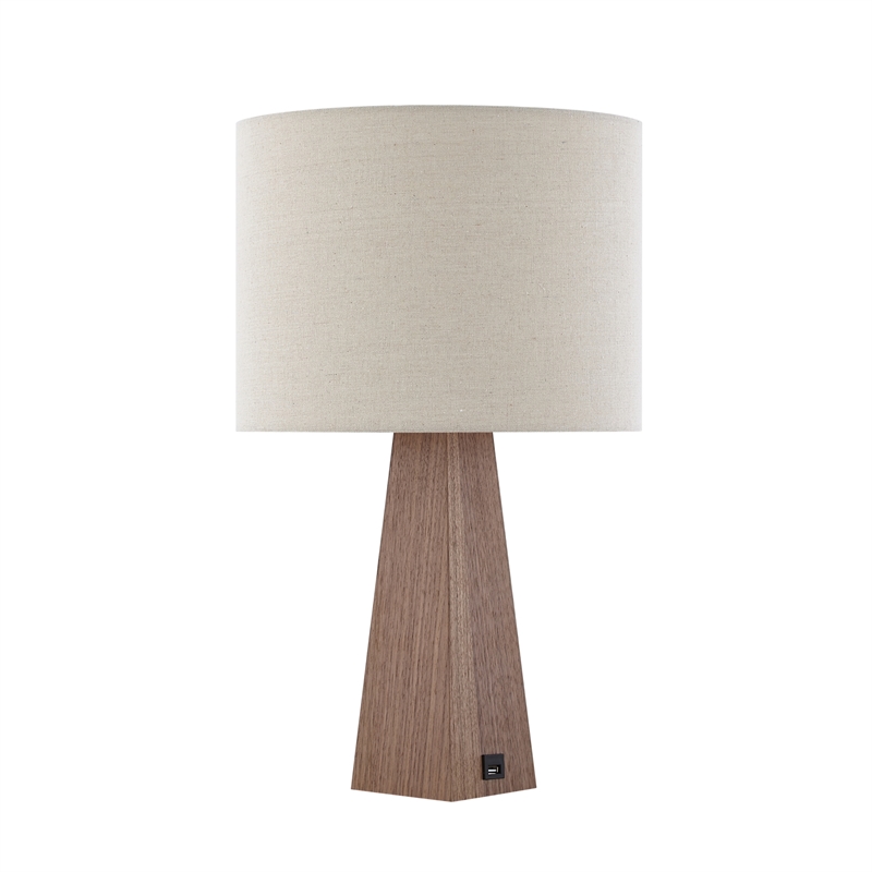 Posh Living Catarina Table Lamp 5ft Power Cord USB Charger Beige