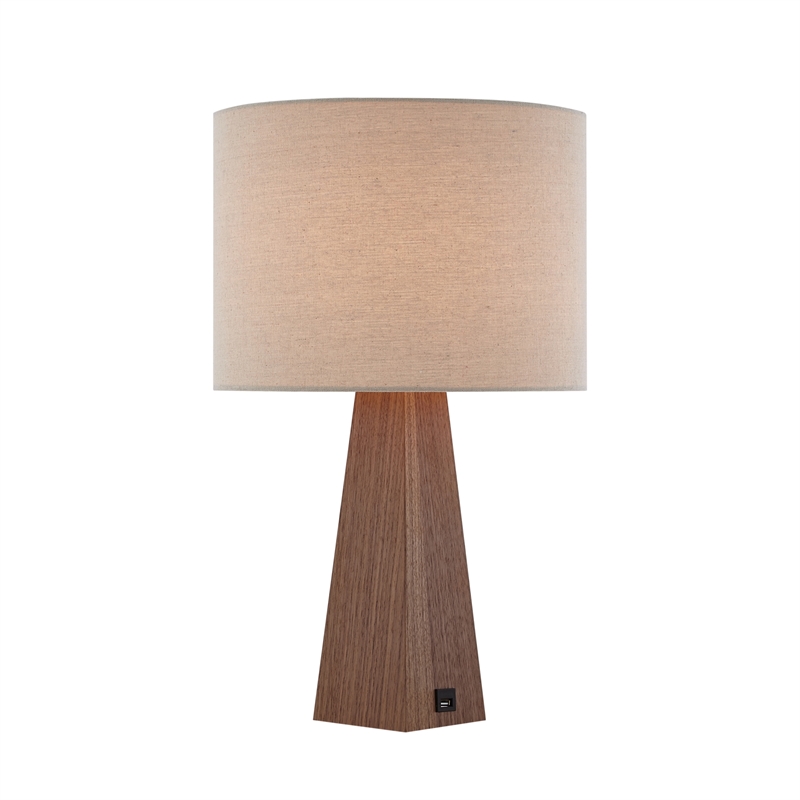 Posh Living Catarina Table Lamp 5ft Power Cord USB Charger Beige