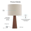 Posh Living Catarina Table Lamp 5ft Power Cord USB Charger Beige
