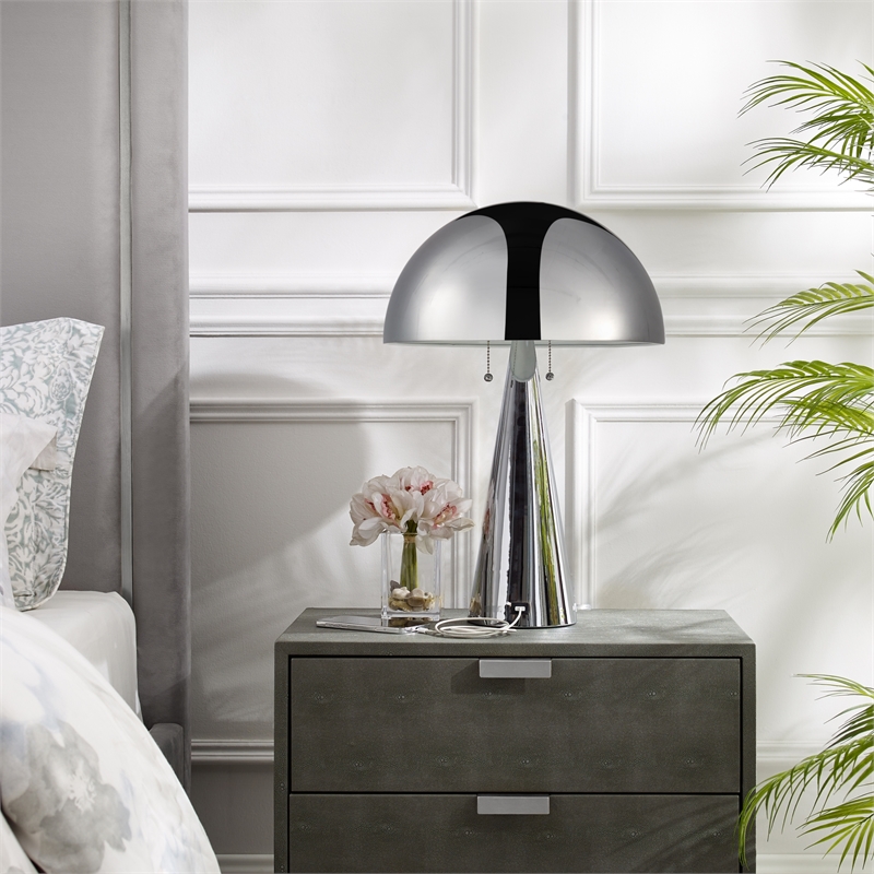 Posh Living Bradford Table Lamp USB Charger Chrome