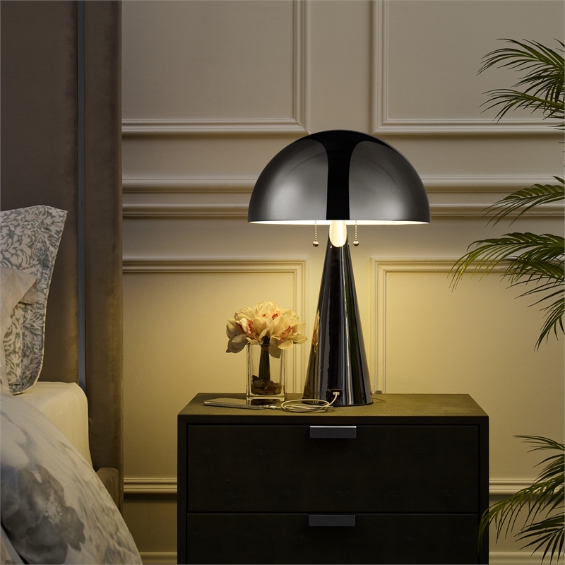 Posh Living Bradford Table Lamp USB Charger Chrome