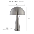 Posh Living Bradford Table Lamp USB Charger Stainless Steel