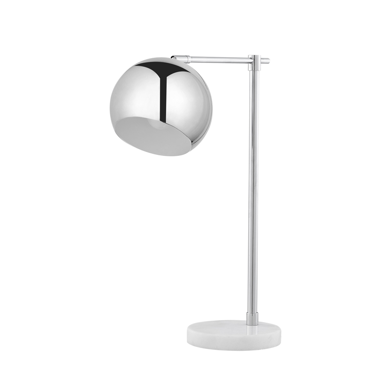 Posh Living Kendric Table Lamp 5ft Power Cord Marble Stone Base Chrome