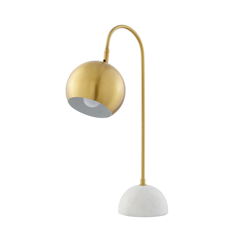 Posh Living Ambar Table Lamp 5ft Power Cord Marble Stone Base Brass