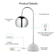 Posh Living Ambar Table Lamp 5ft Power Cord Marble Stone Base Chrome
