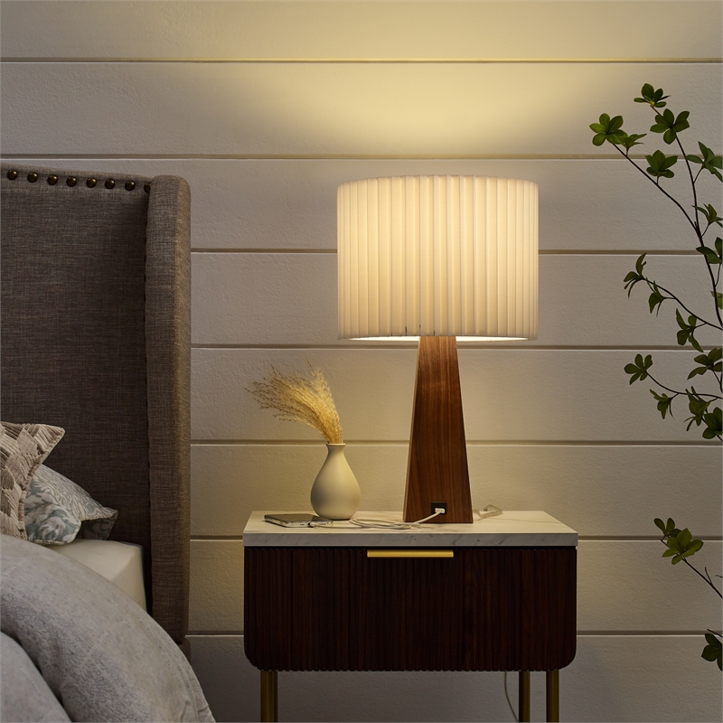 Posh Living Catarina Table Lamp 5ft Power Cord USB Charger Ivory