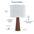 Posh Living Catarina Table Lamp 5ft Power Cord USB Charger Ivory