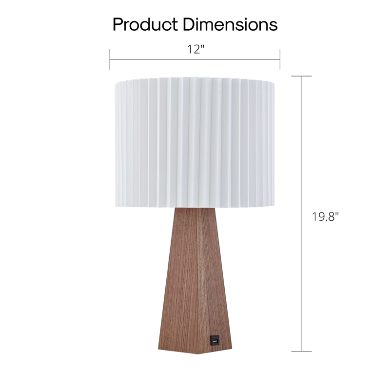 Posh Living Catarina Table Lamp 5ft Power Cord USB Charger Ivory