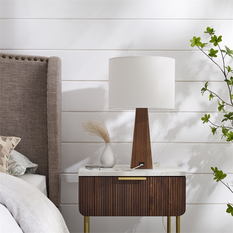 Posh Living Catarina Table Lamp 5ft Power Cord USB Charger White