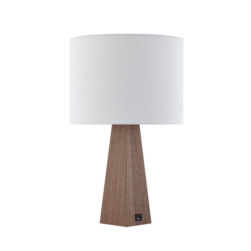 Posh Living Catarina Table Lamp 5ft Power Cord USB Charger White