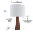 Posh Living Catarina Table Lamp 5ft Power Cord USB Charger White
