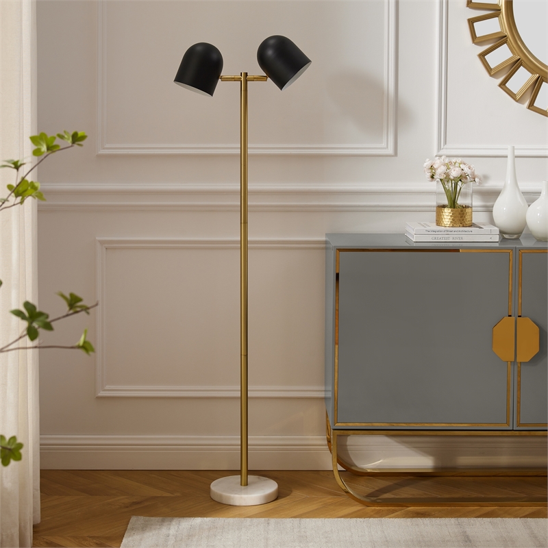 Posh Living Kaylei Floor Lamp 6ft Power Cord Foot Switch 2 Lights Black