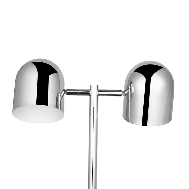 Posh Living Kaylei Floor Lamp 6ft Power Cord Foot Switch 2 Lights Chrome