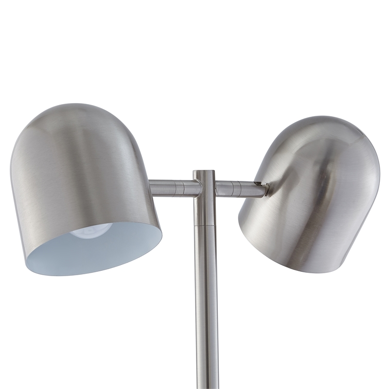 Posh Living Kaylei Floor Lamp 6ft Power Cord Foot Switch 2 Light Stainless Steel