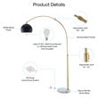 Posh Living Lillia Floor Lamp 6ft Power Cord Marble Stone Base Black
