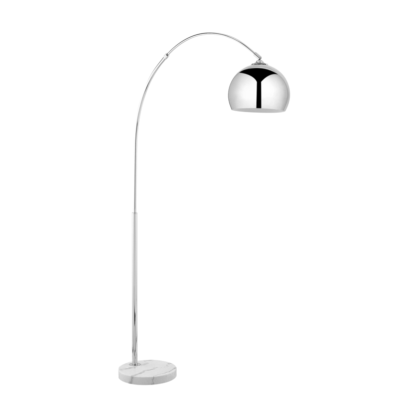 Posh Living Lillia Floor Lamp 6ft Power Cord Marble Stone Base Chrome