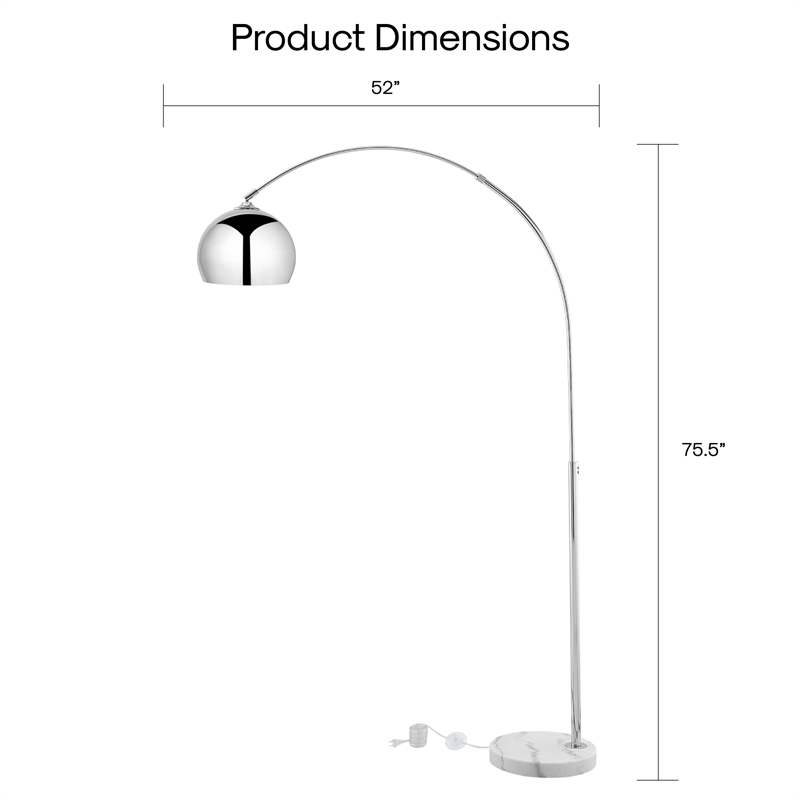 Posh Living Lillia Floor Lamp 6ft Power Cord Marble Stone Base Chrome