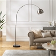 Posh Living Lillia Floor Lamp 6ft Power Cord Marble Stone Base Stainless Steel