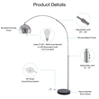 Posh Living Lillia Floor Lamp 6ft Power Cord Marble Stone Base Stainless Steel