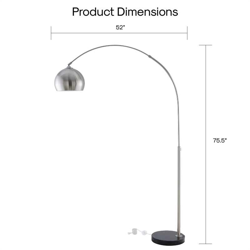 Posh Living Lillia Floor Lamp 6ft Power Cord Marble Stone Base Stainless Steel
