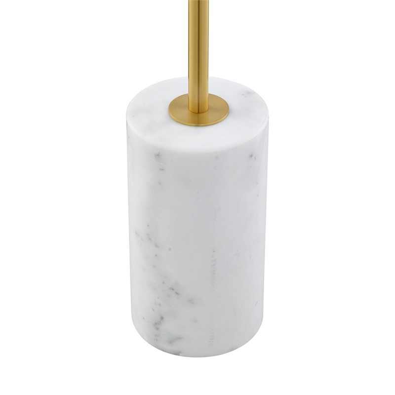 Posh Living Malaika Floor Lamp 6ft Power Cord Marble Stone Base Brass/White