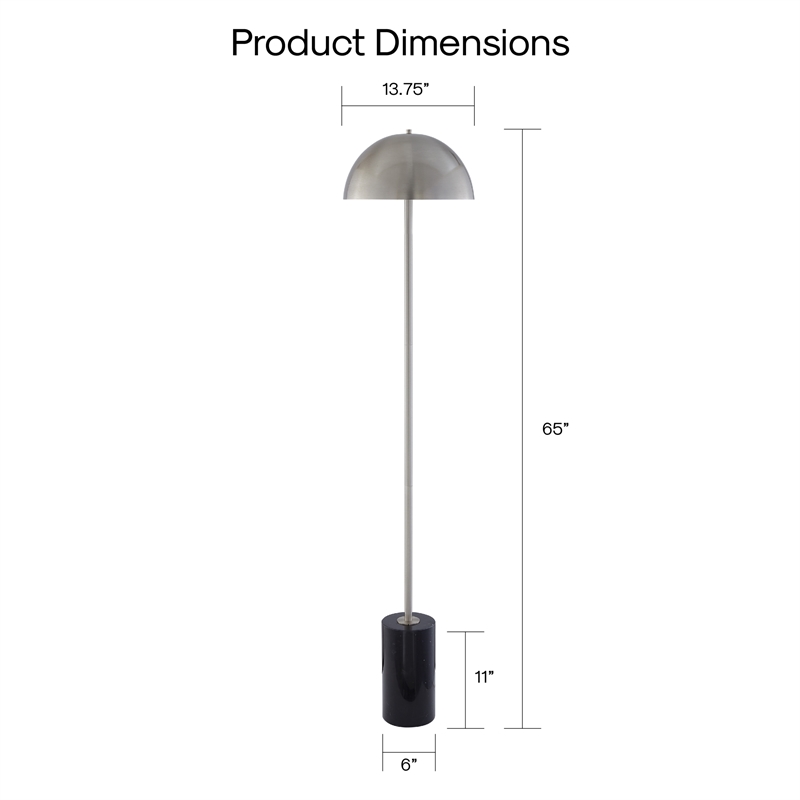 Posh Living Malaika Floor Lamp 6ft Power Cord Marble Stone Base Chrome