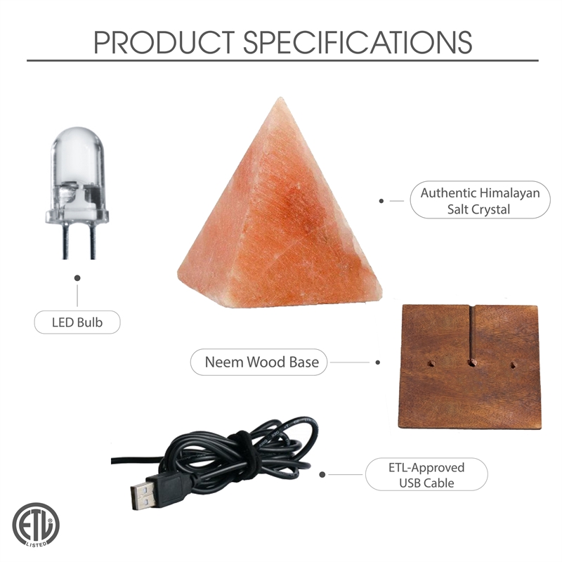 Posh Living Zacharias Piramide Salt Lamp 8 Color Modes