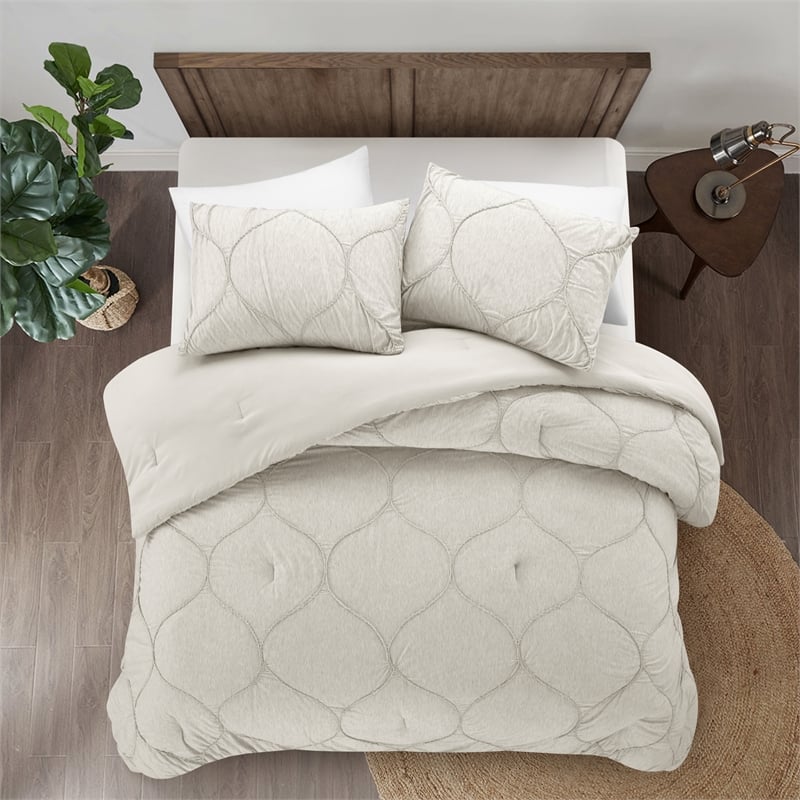 Posh Living Ginger 3pc Full/Queen Comforter Set White