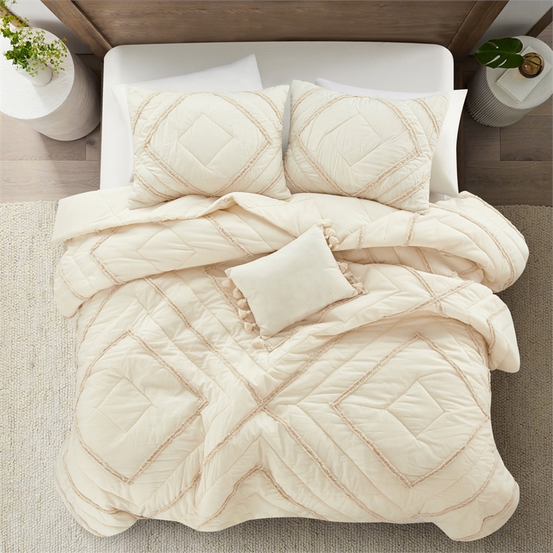 Posh Living Sultan 4pc Full/Queen Comforter Set Beige