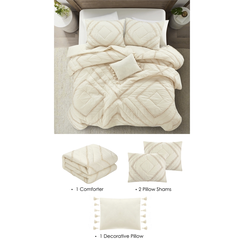 Posh Living Sultan 4pc Full/Queen Comforter Set Beige