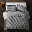 Posh Living Safiya Velvet 3pc Full/Queen Comforter Set Grey