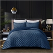Posh Living Safiya Velvet 3pc Full/Queen Comforter Set Navy