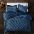 Posh Living Safiya Velvet 3pc Full/Queen Comforter Set Navy
