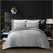 Posh Living Safiya Velvet 3pc Full/Queen Comforter Set Silver