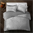 Posh Living Safiya Velvet 3pc Full/Queen Comforter Set Silver