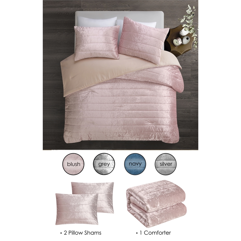 Posh Living Yehudis 3pc Full/Queen Comforter Set Blush