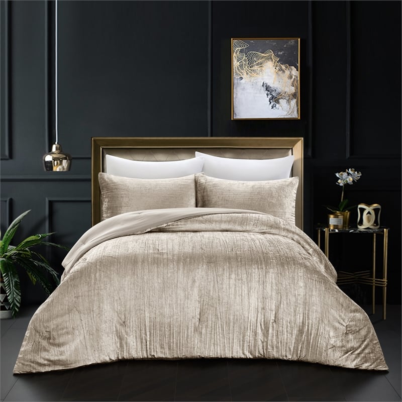 Posh Living Deklin 3pc King/California King Comforter Set Beige
