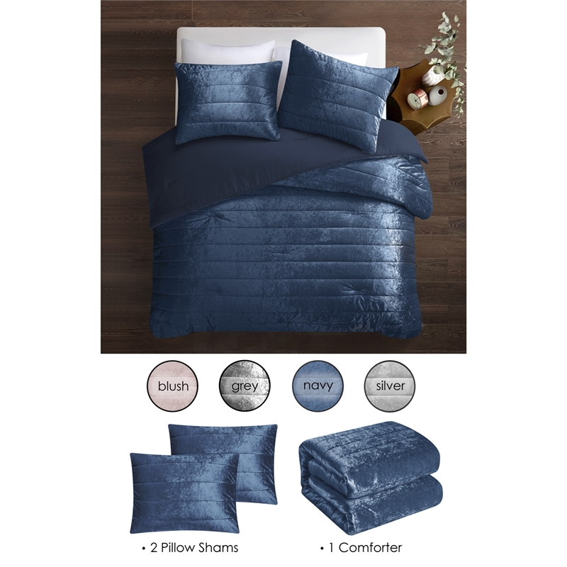 Posh Living Yehudis 3pc Full/Queen Comforter Set Navy